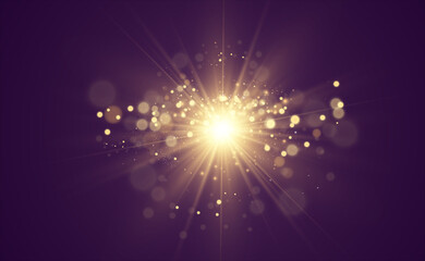 Fototapeta na wymiar White beautiful light explodes with a transparent explosion. Vector, bright illustration for perfect effect with sparkles. Bright Star. Transparent shine of the gloss gradient, bright flash. 