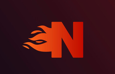 fire red flames N alphabet letter icon for business and company. Suitable for a corporate logo