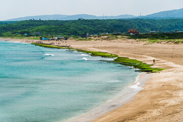 Overlook coastal stone trench of Laomei coast in New Taipei, Taiwan