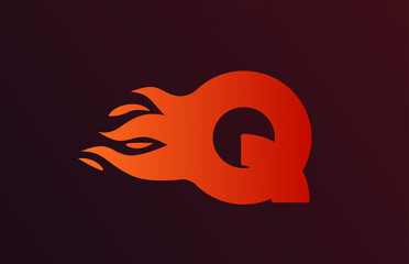 fire red flames Q alphabet letter icon for business and company. Suitable for a corporate logo