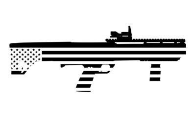 Shotgun Keltec KSG Gun Silhouette American Flag - obrazy, fototapety, plakaty