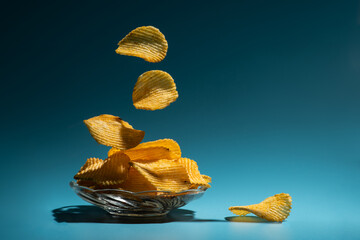 Low key photo of falling chips