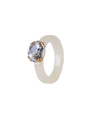 beige plastic ring with crystal