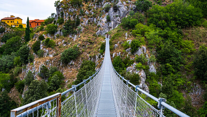 Fototapeta na wymiar view of the Tibetan bridge of Laviano, Campania, Italy