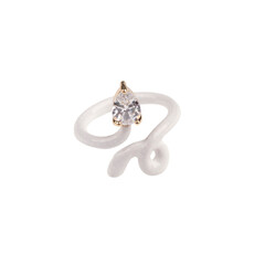 white plastic ring with crystal