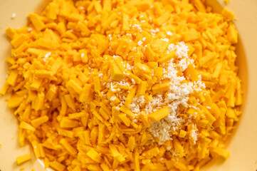 Cut pumpkin pie filling with rice
