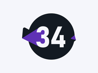 Number 34 logo icon design vector image