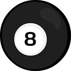 Vector emoticon illustration of a pool 8 ball