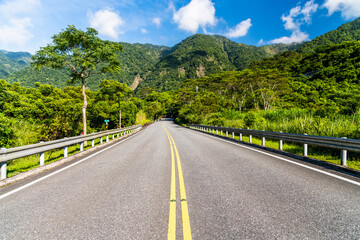 view of Yuchang Road in Hualien, Taiwan. The most beautiful Road in eastern Taiwan.