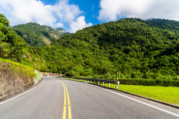 View of Yuchang Road in Hualien, Taiwan. The most beautiful Road in eastern Taiwan. east coast national scenic area in Taiwan.