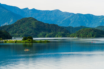 The scenery of Sun Moon Lake in the morning, it is a famous attraction in Nantou, Taiwan.