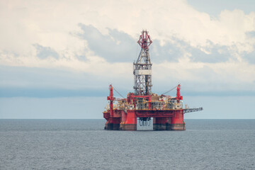 Offshore jack up rig in the middle of sea
