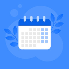 Blue calendar icon. Isolated vector illustration. 