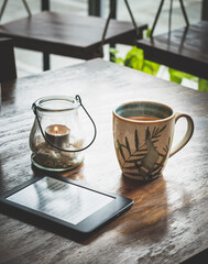 cup of coffee and book