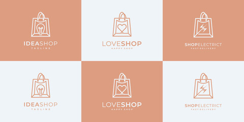 Collection shopping logo design sets.