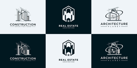 Collection of building architecture logo design templates	
