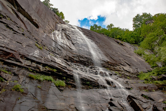 Hickory Nut Falls, a Waterfall located in Chimney Rock State Park in North Carolina