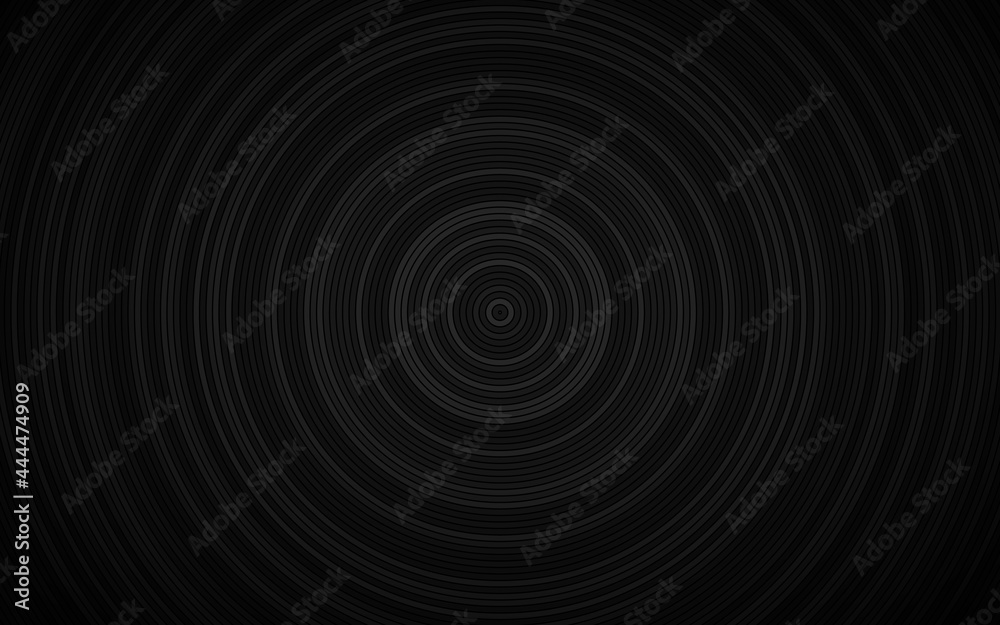 Wall mural dark abstract circle background. black circles with different transparencies and dark gradient. simp