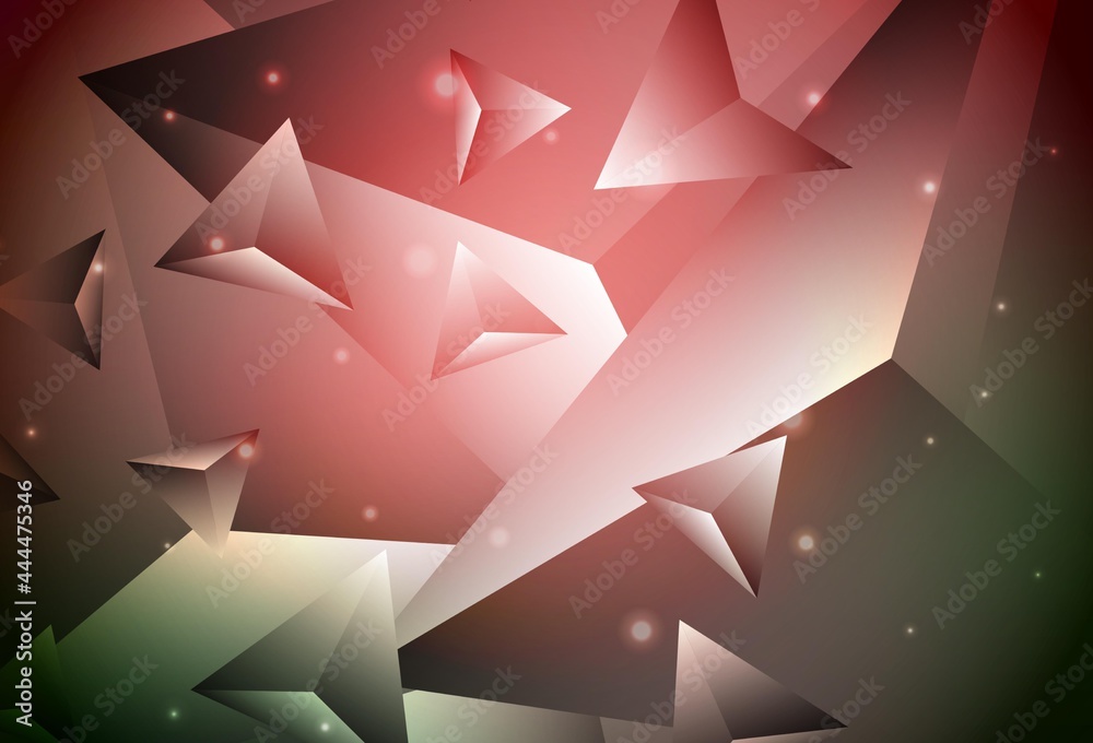 Wall mural dark green, red vector gradient triangles pattern.