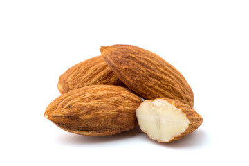 Almonds isolated on white background