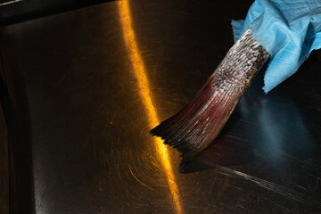 the tail of a fresh fish illuminated by a beam of light