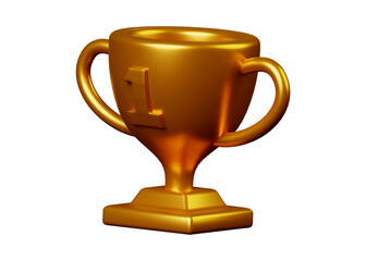 3d trophy icon isolated on white background