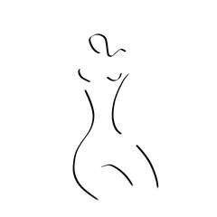 silhouette of a woman line illustration logo icon