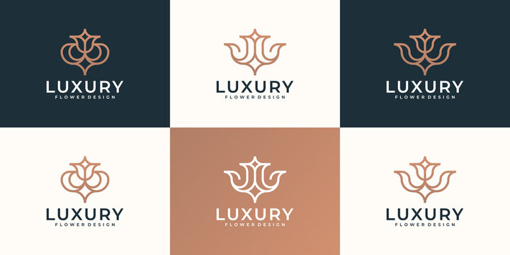 logo feminine luxury flower hand draw logo design