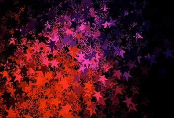 Dark Pink, Yellow vector background with xmas snowflakes, stars.