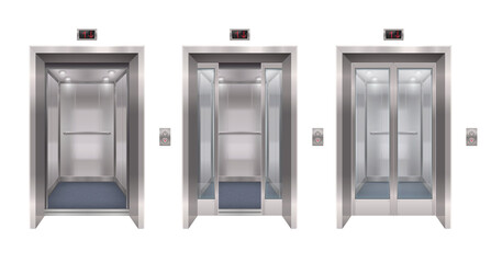 Silver Elevator Doors Collection © Macrovector