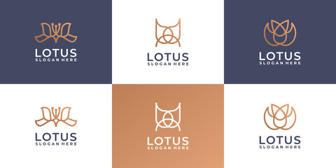 lotus logo, monogram concept in trendy linear style
