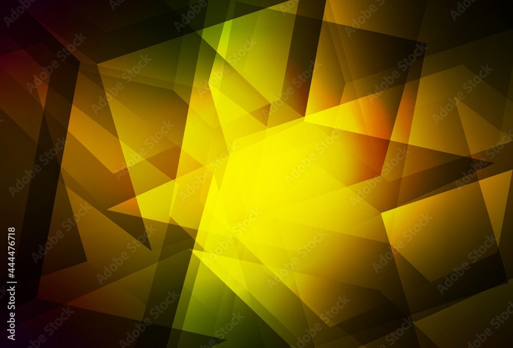 Wall mural dark green, yellow vector low poly layout.