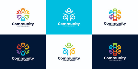 Naklejka premium people community logo or medical clinic logo design collection 