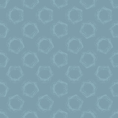 blue hexagon rough brush stroke seamless pattern. vector illustration for background, bed linen fabric, wrapping paper, scrapbooking