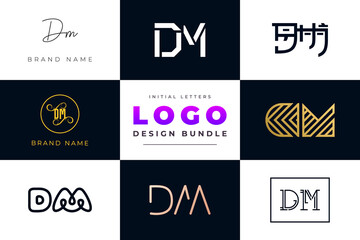 Set of collection Initial Letters DM Logo Design.