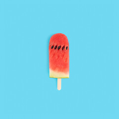 Summer concept with watermelon slice as ice cream