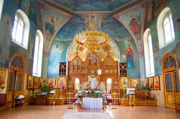 Fototapeta na wymiar Christian Orthodox church inside