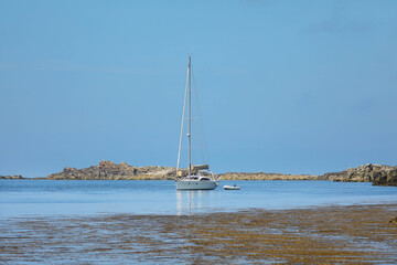 Yacht moored up at St Martins, Isles of Scilly - 444479536