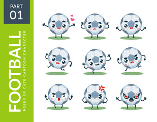 emoticon set of Soccer ball. First set. Vector Illustration