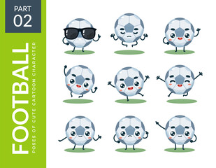 Obraz premium emoticon set of Soccer ball. Second set. Vector Illustration