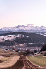 Fototapeta premium Beautiful landscape with a view of the Tatra Mountains