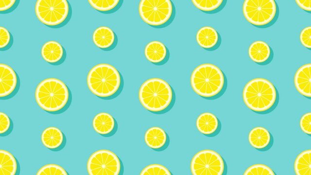 Animation Of Lemon Slices. Rotating Loop Animated Background.