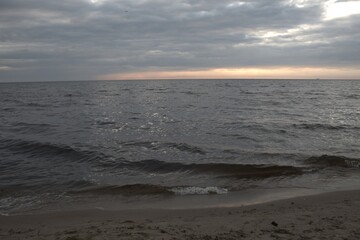 Sea with waves on a summer morning