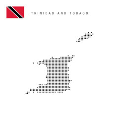 Fototapeta premium Square dots pattern map of Trinidad and Tobago. Trinidad and Tobago dotted pixel map with flag. Vector illustration