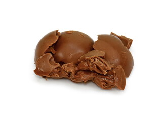 Chocolate ball isolated on a white background. Sweet chocolate candy 