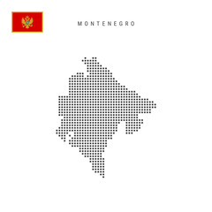 Fototapeta na wymiar Square dots pattern map of Montenegro. Montenegrin dotted pixel map with flag. Vector illustration