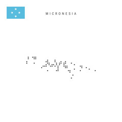 Square dots pattern map of Micronesia. Micronesian dotted pixel map with flag. Vector illustration
