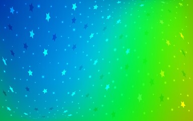 Light Blue, Green vector background with colored stars.