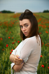 charming woman in the field