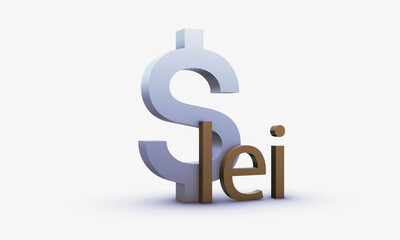 Obraz premium Dollar and Romanian leu Symbols Isolated on White Background